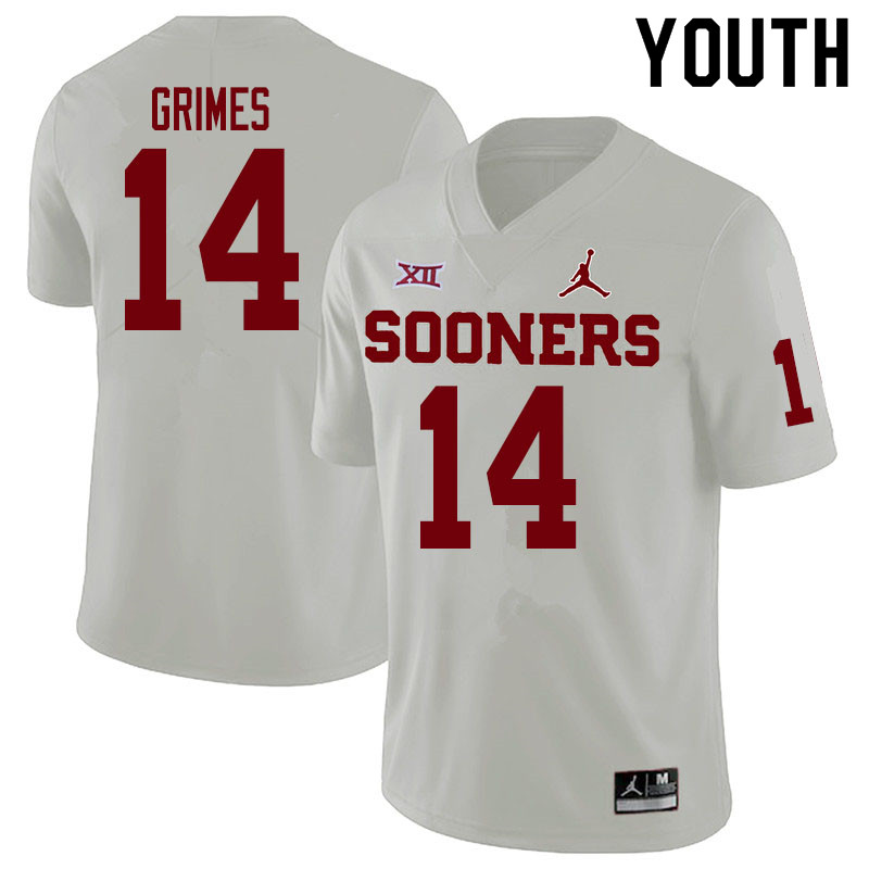Youth #14 Reggie Grimes Oklahoma Sooners College Football Jerseys Sale-White - Click Image to Close